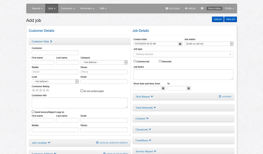 Pests App — original project interface